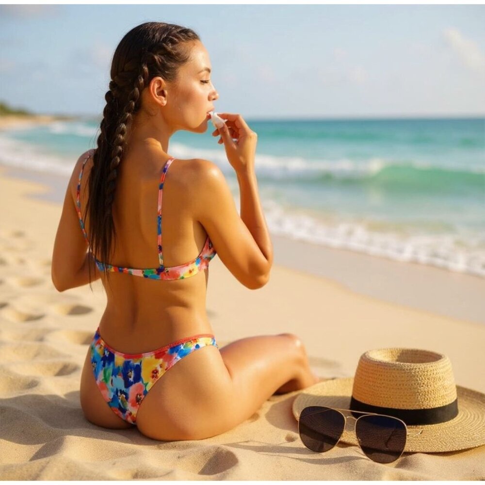 Current Mood ✦ Bikini Set ✦ Watercolor Floral Coquette Y2K Plunge Top V‑Cut XXS - Picture 3 of 8